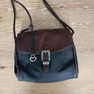 Brighton Brown Leather Patch on Black Fabric